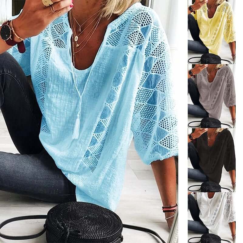 Betje- U-Ausschnitt Bluse Mit Ärmel Blau 1