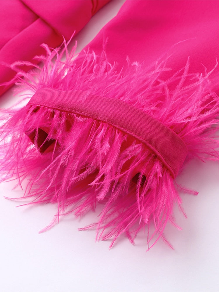 Bettina – Rosa Ensemble mit Federn 4