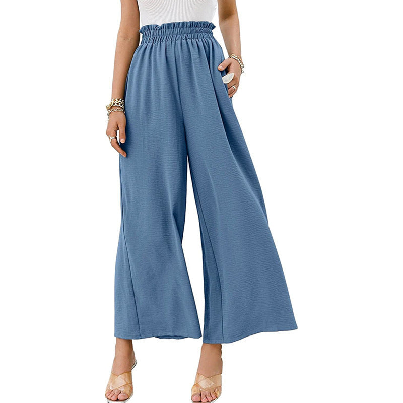 Blanche- Damen Weit geschnittene Sommerhose aus leichtem Material Blaugrau