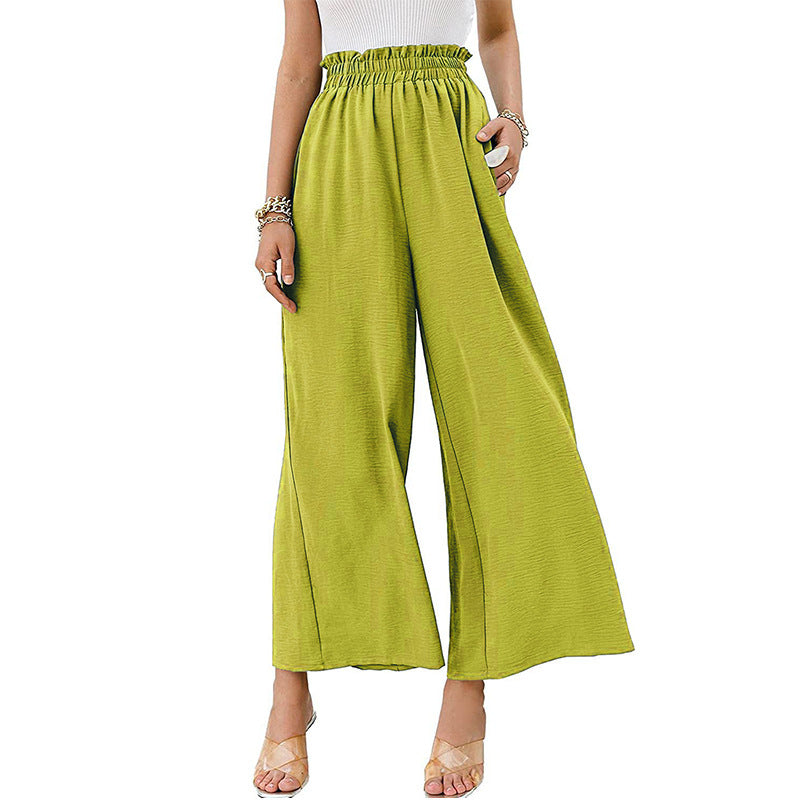 Blanche- Damen Weit geschnittene Sommerhose aus leichtem Material Neongrün