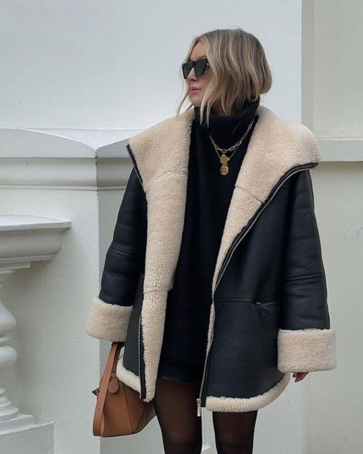 Blandine – Damen Lederjacke mit Teddyfutter