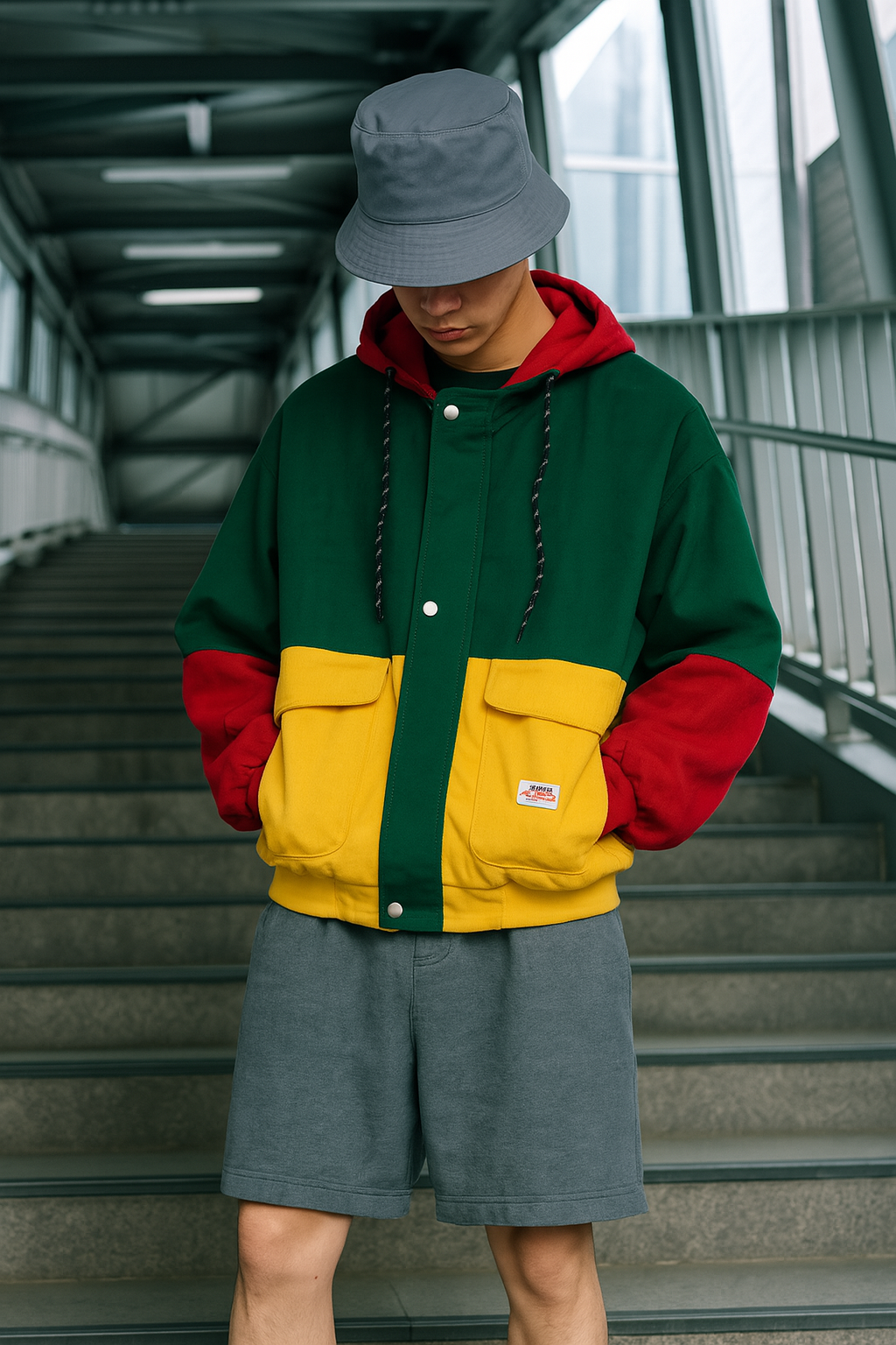 Dreifarbige Cordjacke