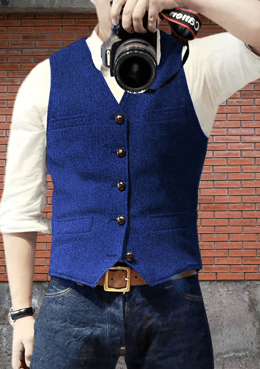 BraunFlorent - Stilvolles Herren-Chaleco Blau