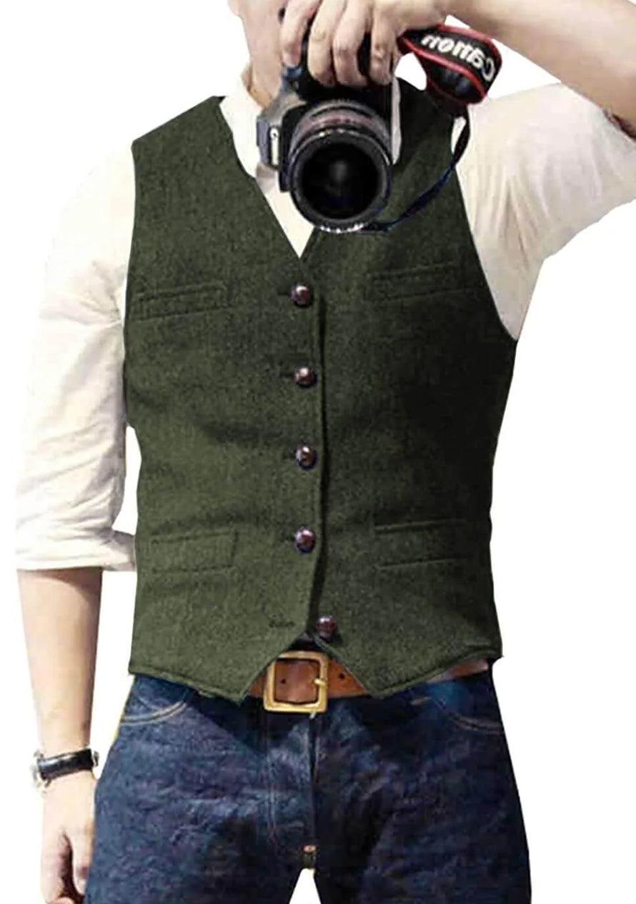 BraunFlorent - Stilvolles Herren-Chaleco Grün