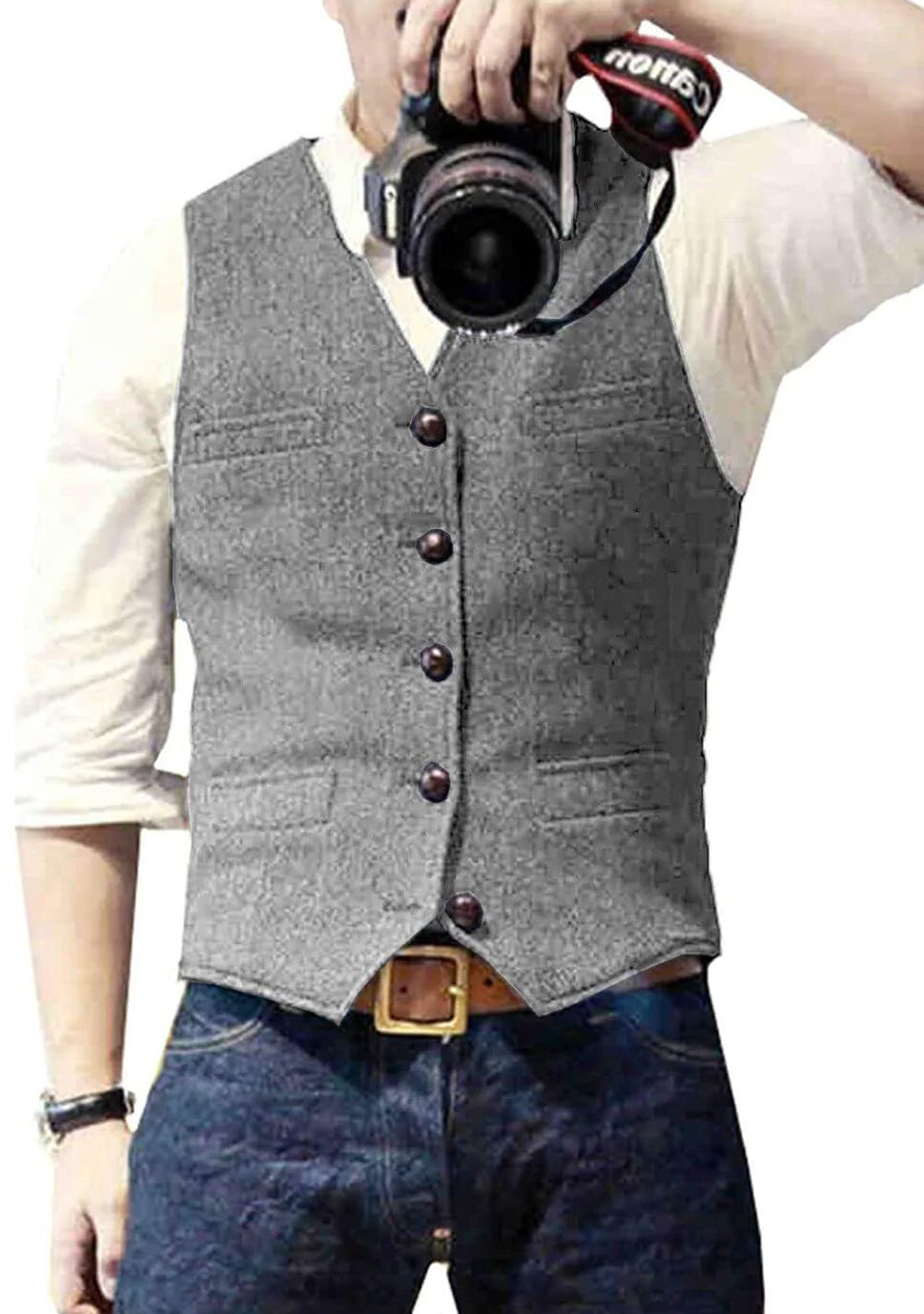 BraunFlorent - Stilvolles Herren-Chaleco Grau