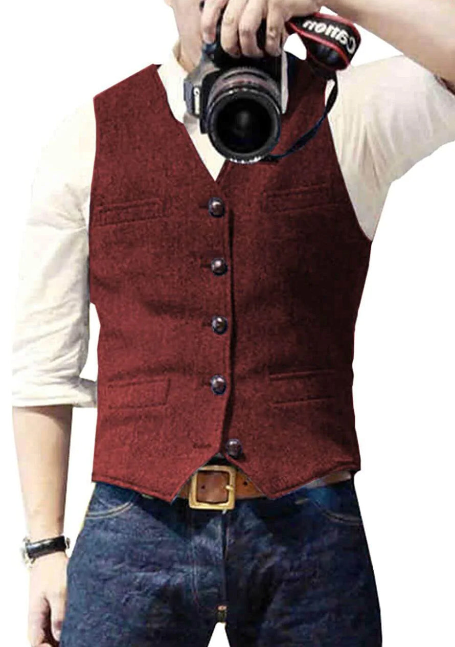 BraunFlorent - Stilvolles Herren-Chaleco Rot