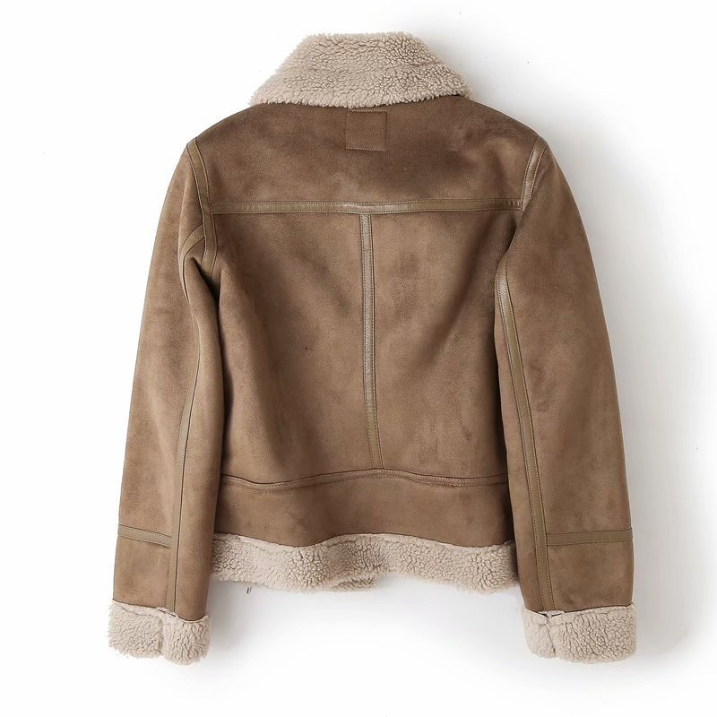 Brigitte - Bikerjacke Damen Kurz Mit Kragen Taschen Farbe