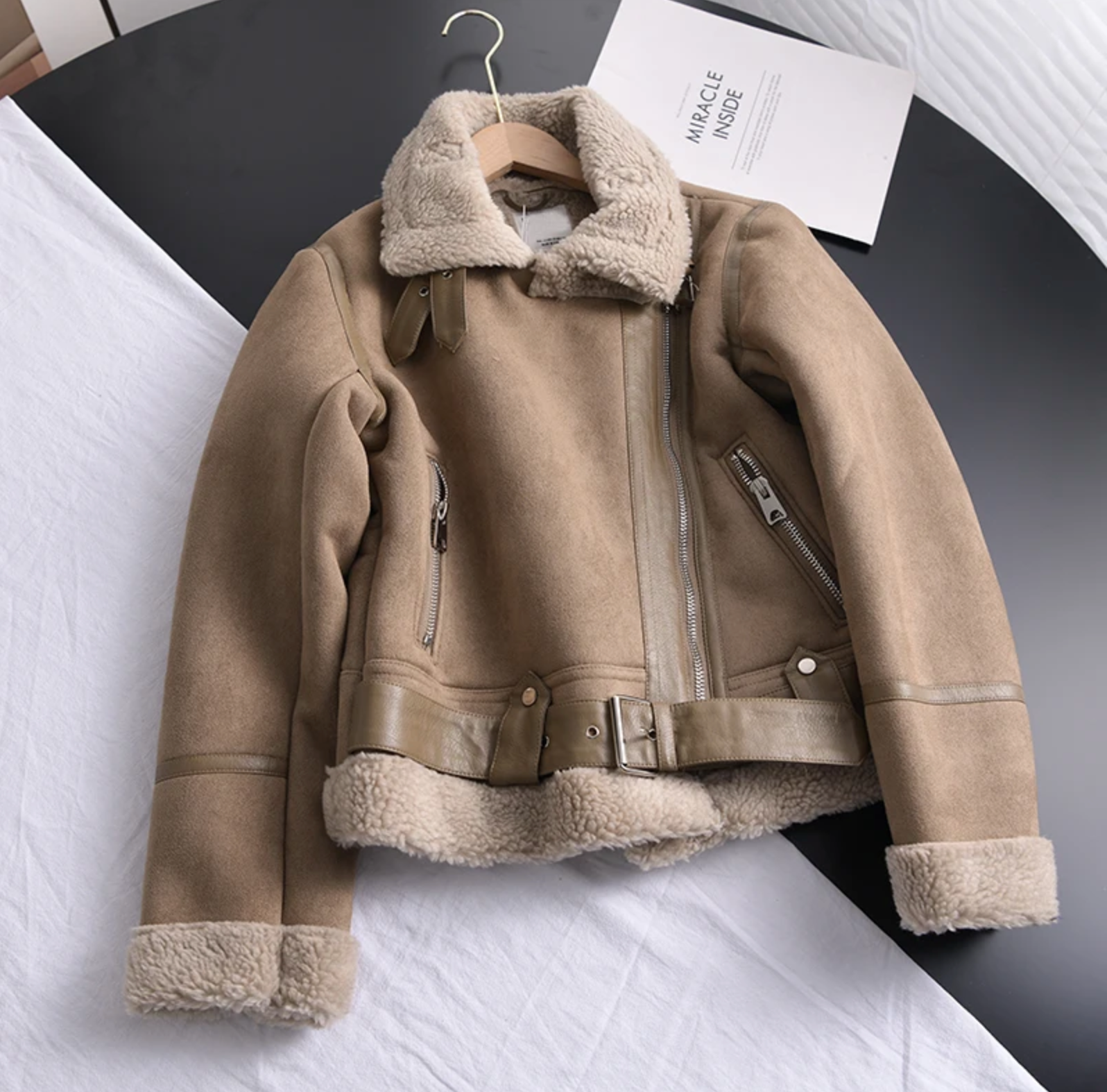 Brigitte - Bikerjacke Damen Kurz Mit Kragen Taschen Farbe