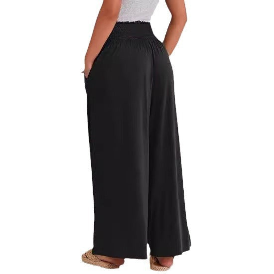 Bronislava- Damen Weite Palazzo Hose mit elastischem Bund Schwarz 4-0-cib-0-cib-0-cib
