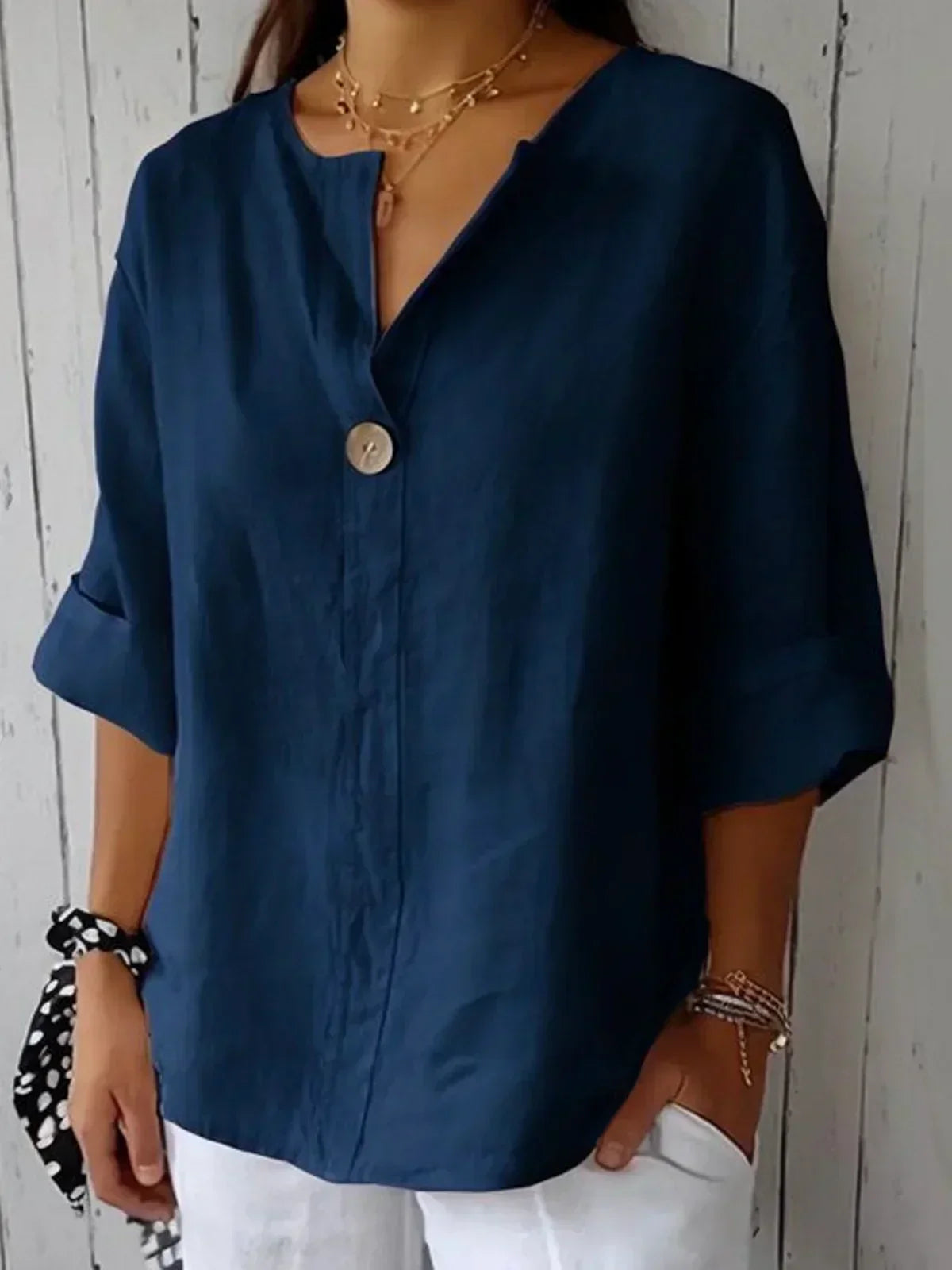 Bronwen- Chique Komfort Bluse Marineblau