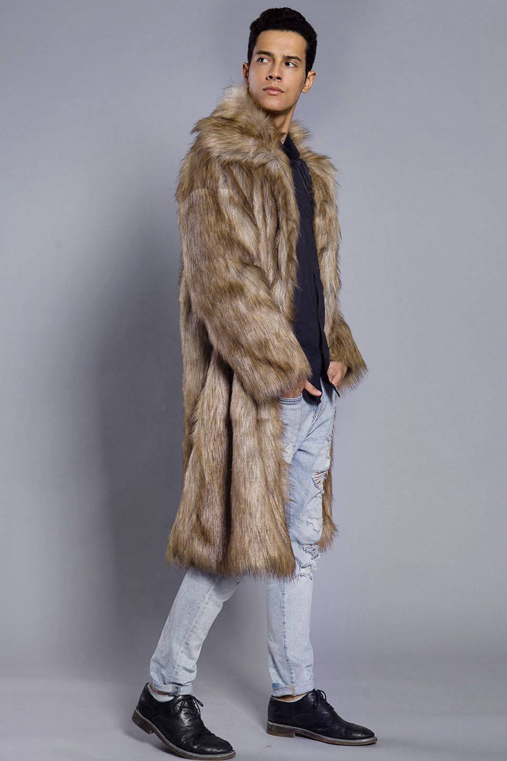 Johannes - Lange Fell-Winterjacke für Herren