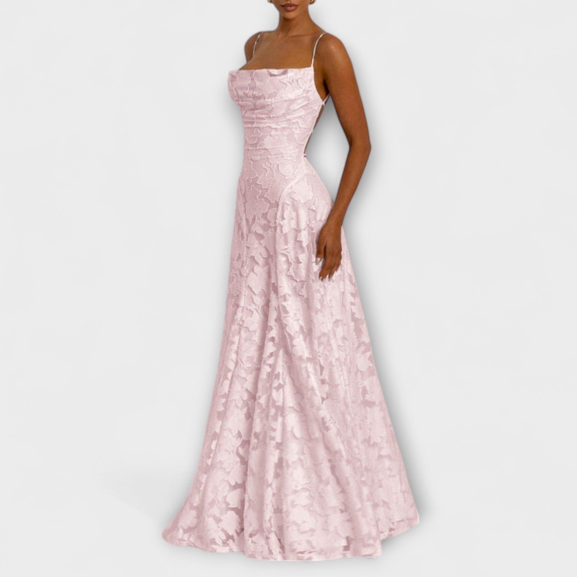 Carlotta - Elegantes Jacquard-Maxikleid Rosa 2