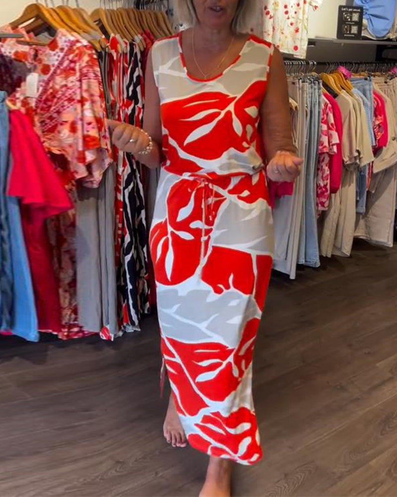 Carmen- Lässiges Kleid Mit Kordel Elastischem Bund Rot