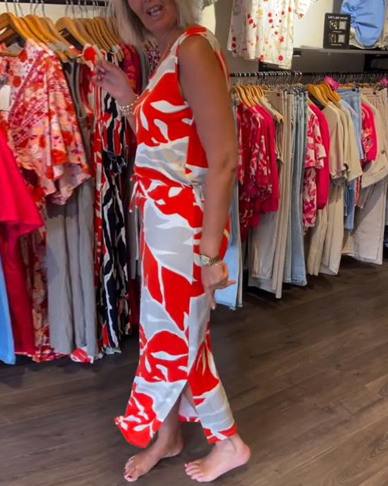 Carmen- Lässiges Kleid Mit Kordel Elastischem Bund Rot 6