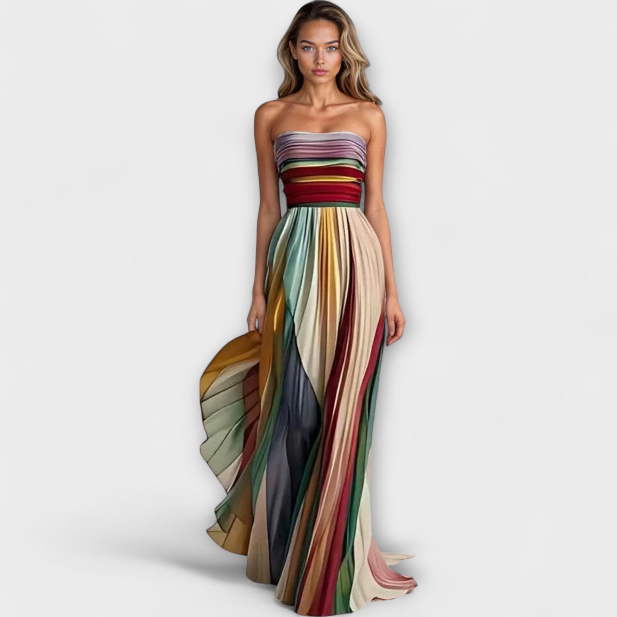 Carola - Langes Kleid aus Premiumstoff Mehrfarbig