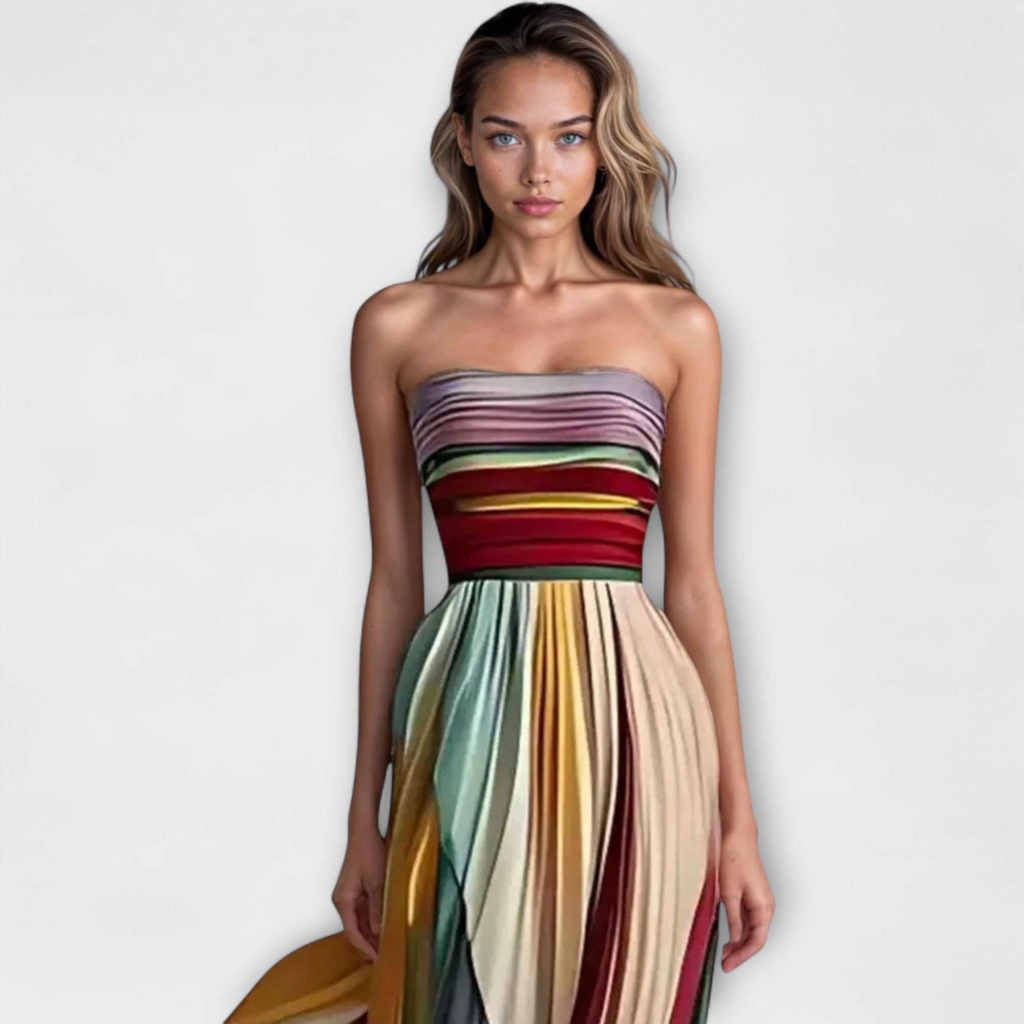 Carola - Langes Kleid aus Premiumstoff Mehrfarbig 2