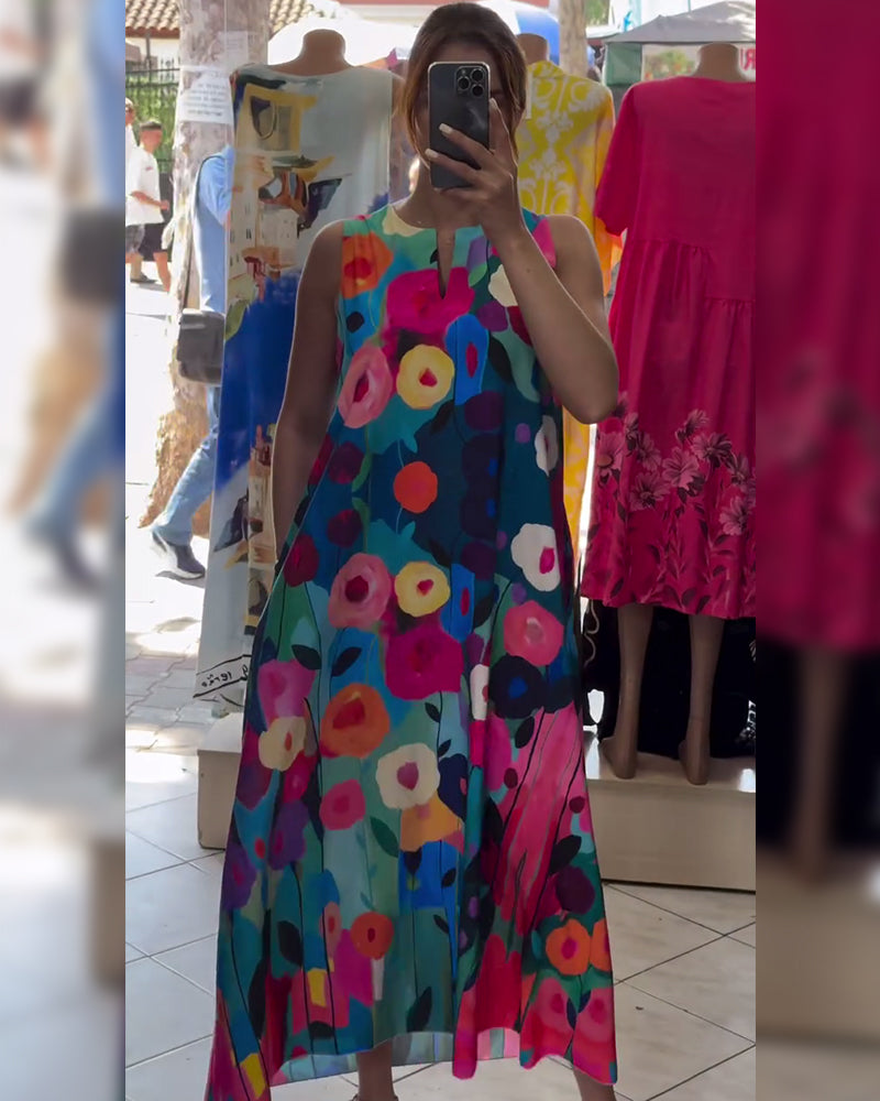 Charlotte- Kleid Ärmellos Bedruckt Oversize Mehrfarbig 1