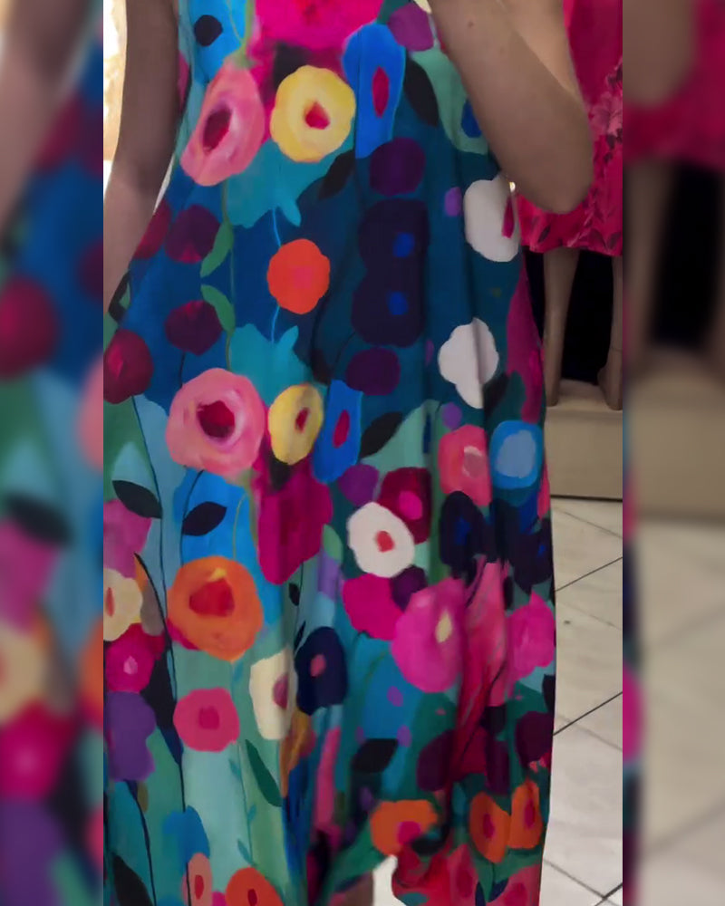 Charlotte- Kleid Ärmellos Bedruckt Oversize Mehrfarbig 2