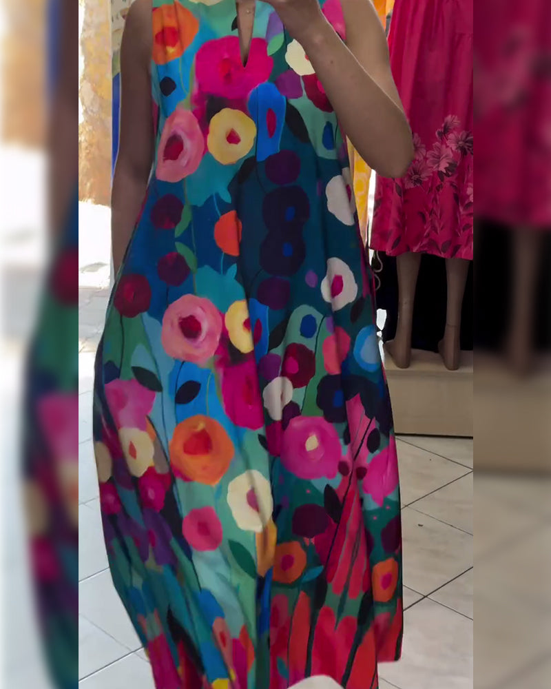 Charlotte- Kleid Ärmellos Bedruckt Oversize Mehrfarbig 3