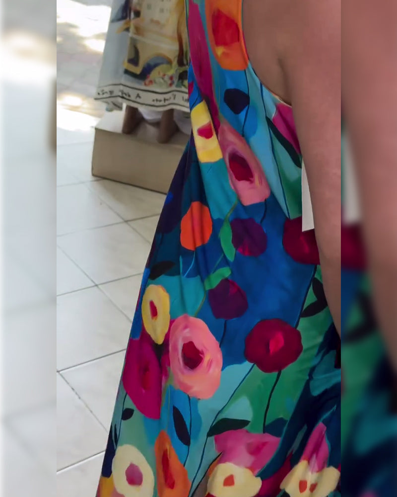 Charlotte- Kleid Ärmellos Bedruckt Oversize Mehrfarbig 5