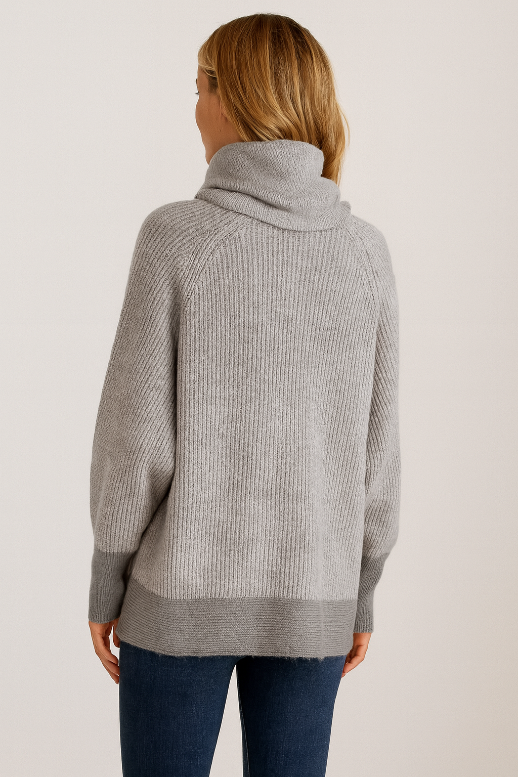 Fatima - Baggy Grauer Langarm Pullover für Damen