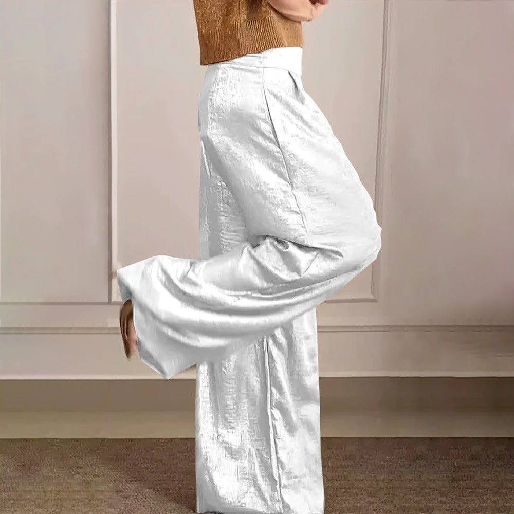 Chelsea- Weite Hose in Metallic Weiß