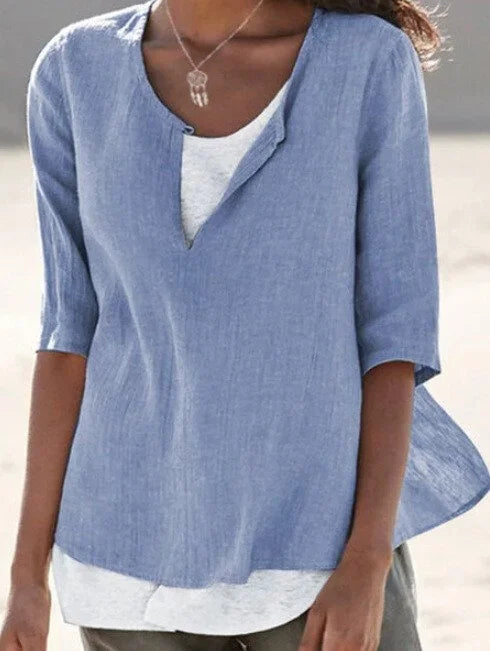 Cicely - Lässige Lagenbluse Für Damen Sommer HellBlau