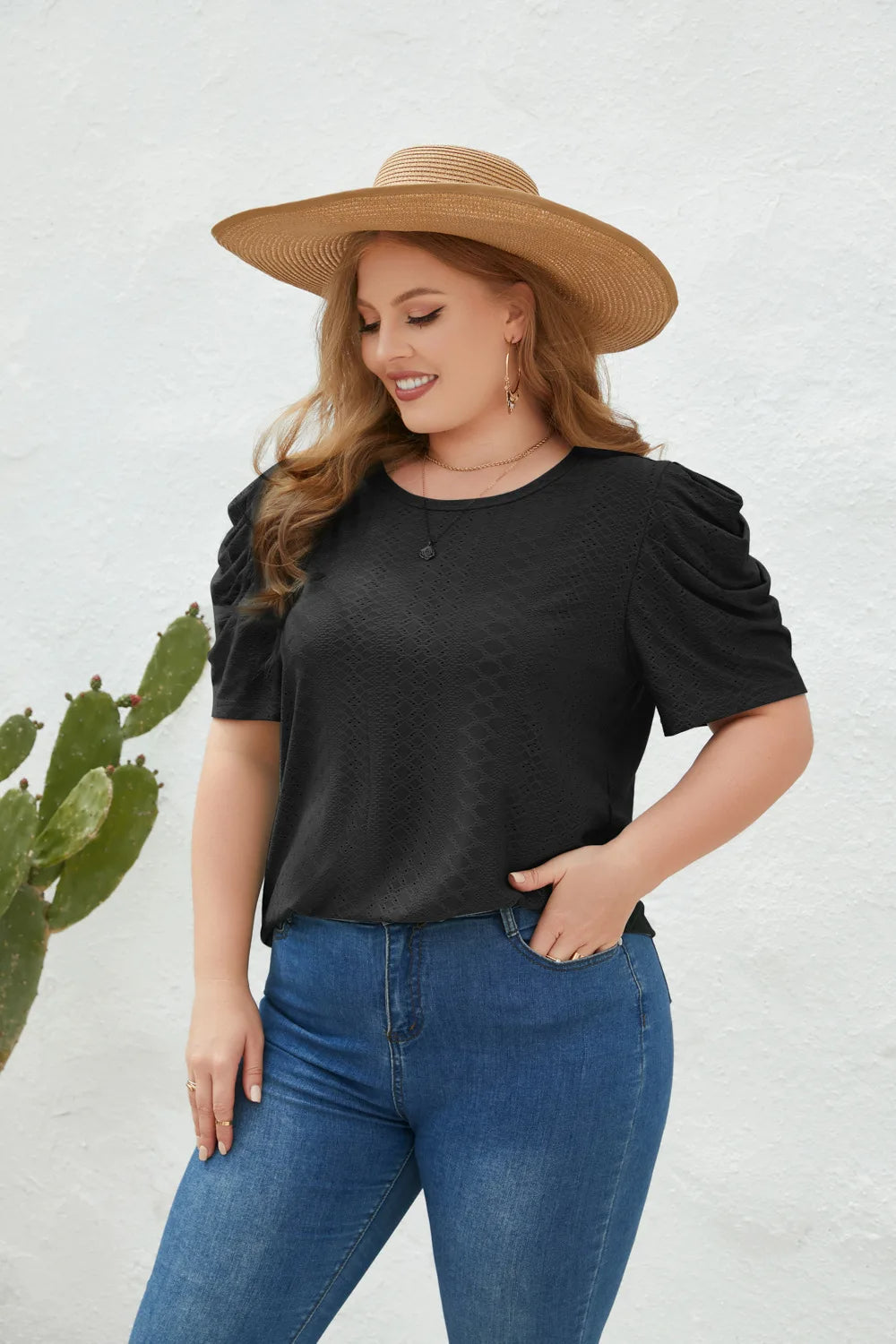 Clara - Plus Size Bluse Bequem Elegant Schwarz
