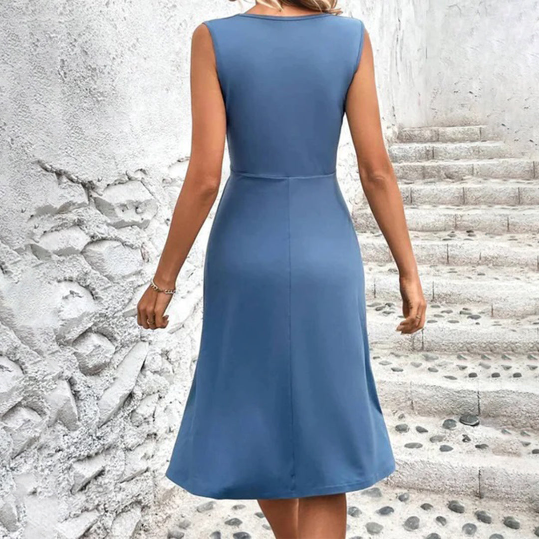 Dagmar - Damen Sommerkleid Mit Wickelausschnitt HellBlau 2