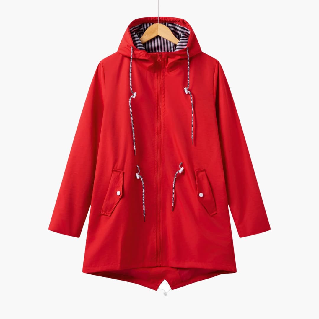 Ramona – Damen Trenchcoat Mit Kapuze Und Taschen