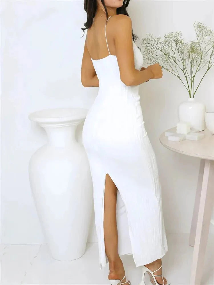 Daria – Ärmelloses Sommerkleid Damen Schlitz Stilvoll Modern 3
