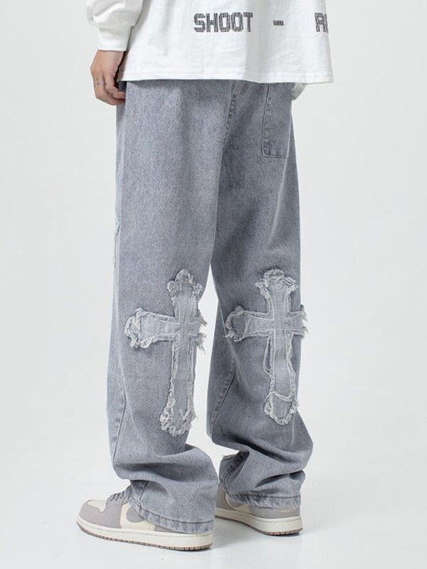 Denzil – Estes Patch-Hose mit Kreuzdetails Grau 4