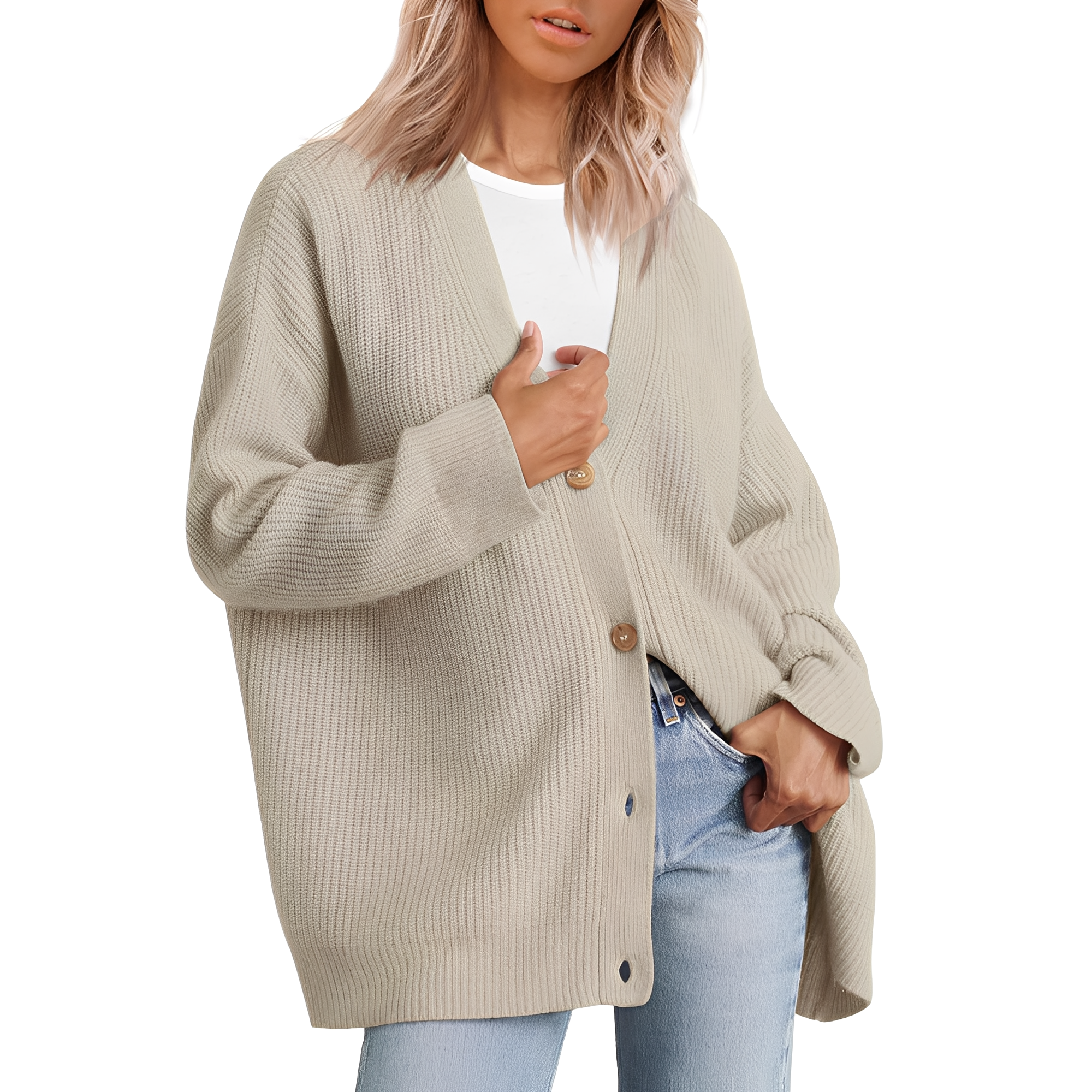 Desiree - Lockerer Oversize-Cardigan fĂĽr Damen Beige