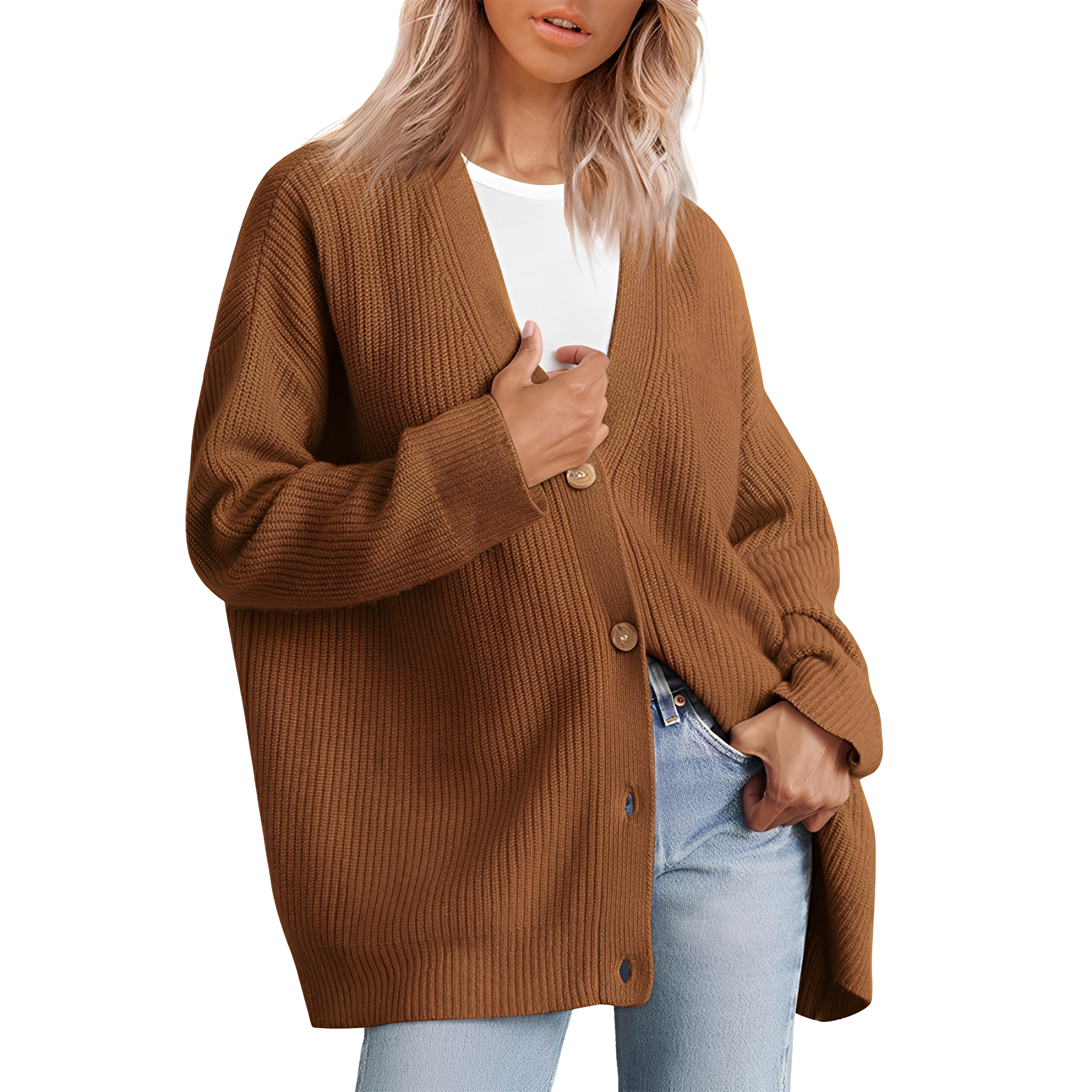 Desiree - Lockerer Oversize-Cardigan fĂĽr Damen Braun