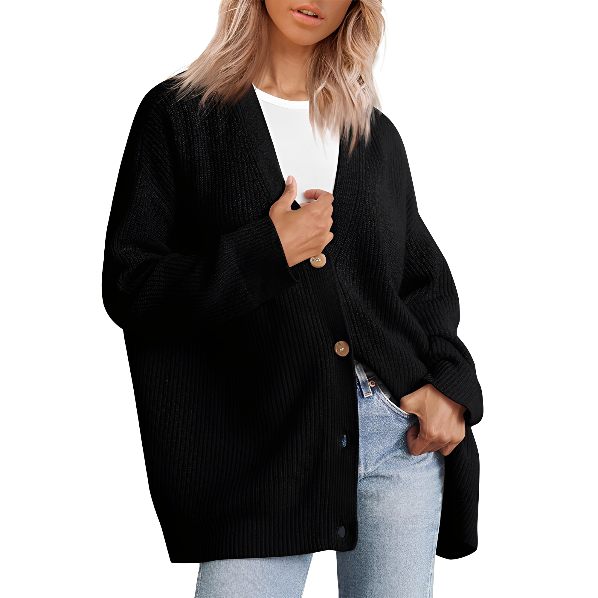 Desiree - Lockerer Oversize-Cardigan für Damen Schwarz