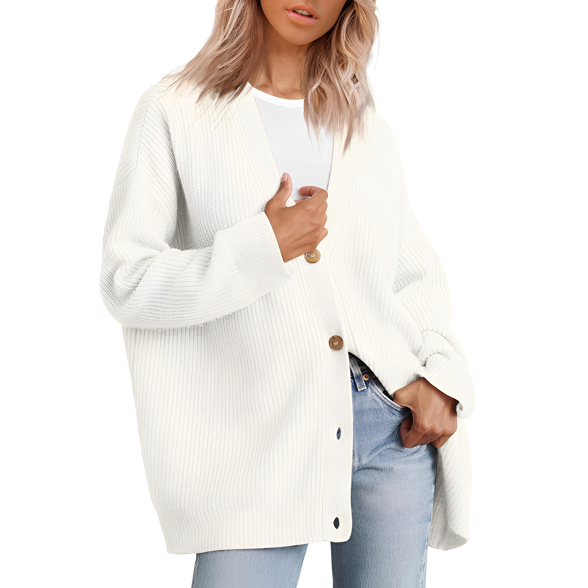 Desiree - Lockerer Oversize-Cardigan für Damen Weiß
