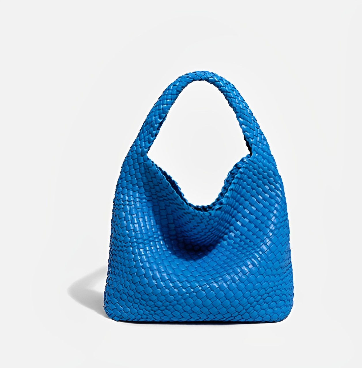 Dianne - Weiche Leder-Eimertasche handgefertigt Klein blau