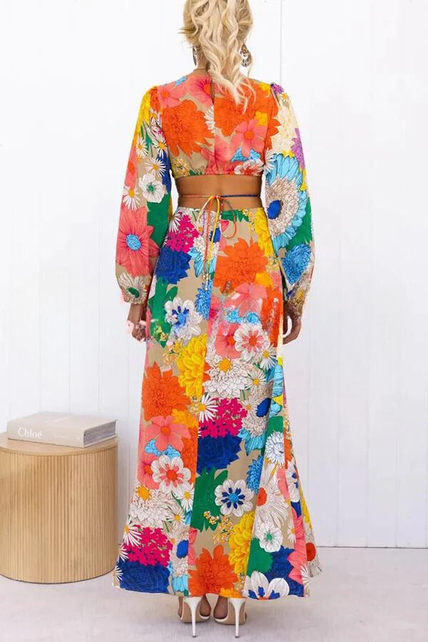 Dora - Luftiges Blüten Boho Maxi Kleid Floral 2