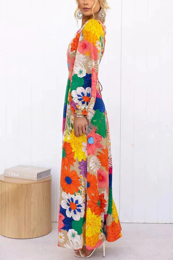 Dora - Luftiges Blüten Boho Maxi Kleid Floral 3
