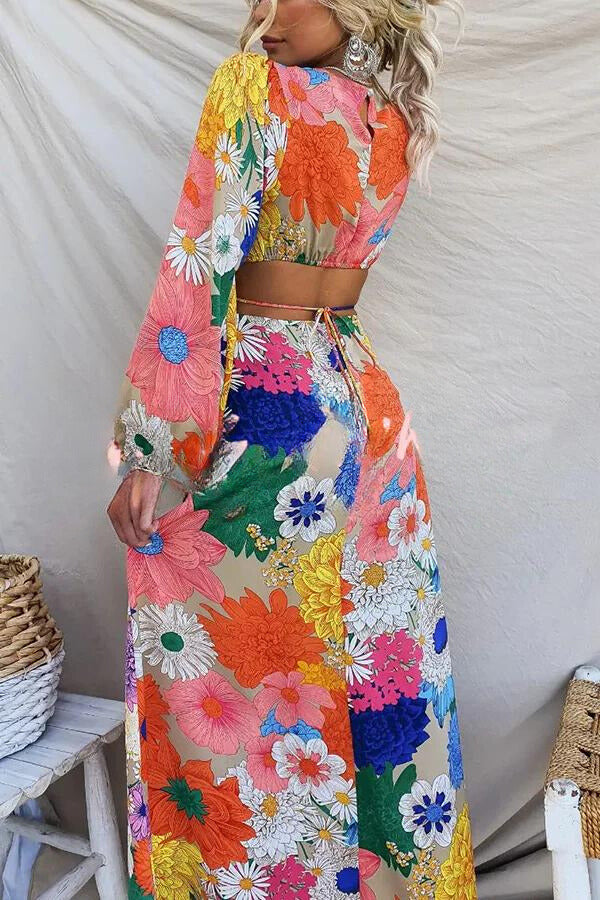 Dora - Luftiges Blüten Boho Maxi Kleid Floral 4