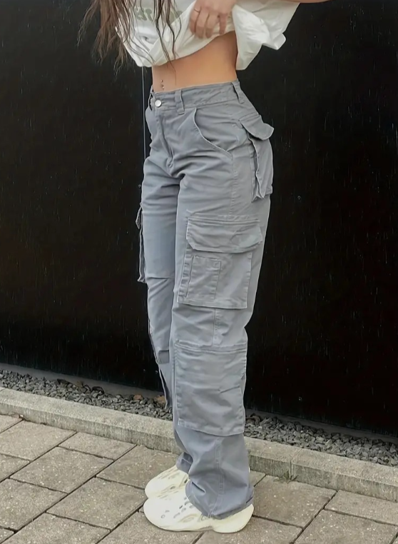Dunja - Verstellbare Cargo Hosen Grau