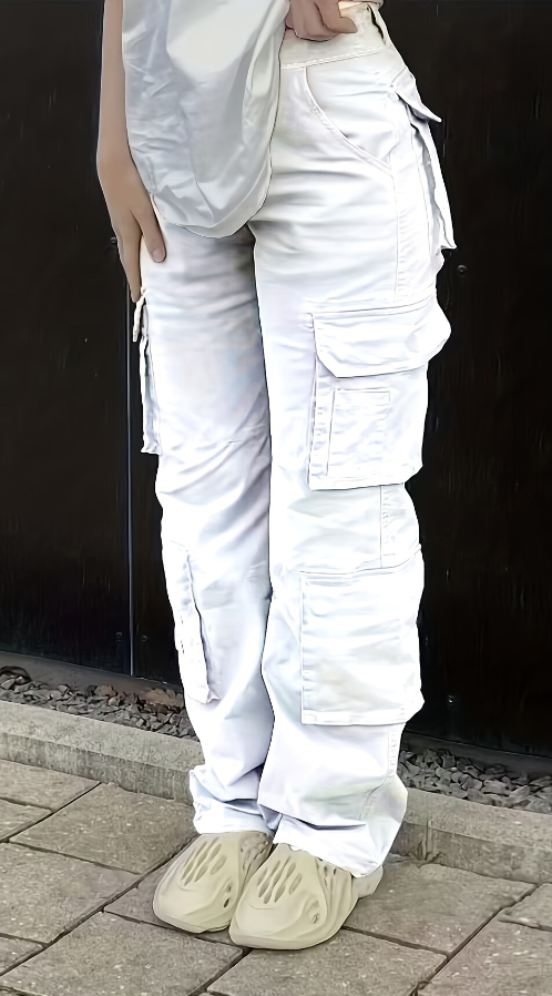 Dunja - Verstellbare Cargo Hosen Weiß