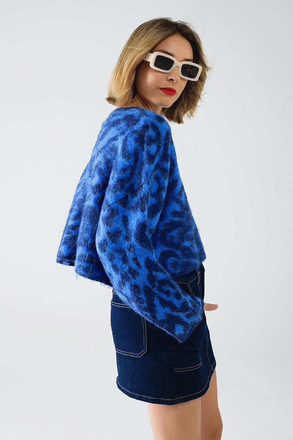 PULLOVER MAVI MIT LEOPARDENMUSTER