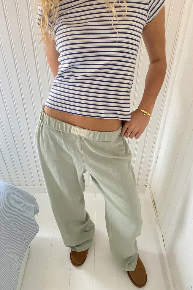 Eilika - Damen Weite Freizeithose Baggy Grün