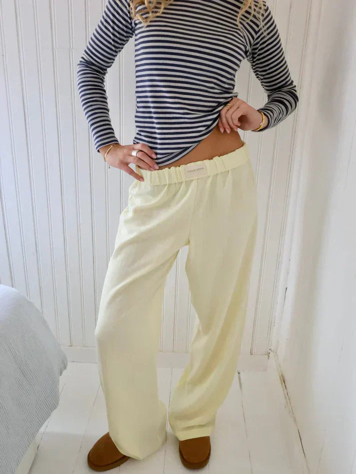 Eilika - Damen Weite Freizeithose Baggy Gul