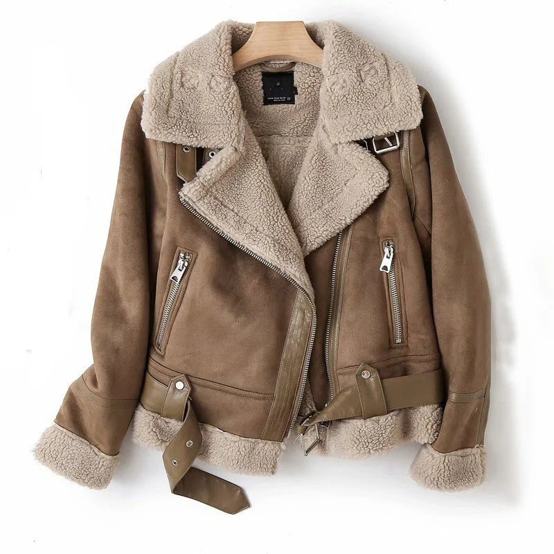 Elisabeth - Wildleder-Woll-Wintermantel Khaki