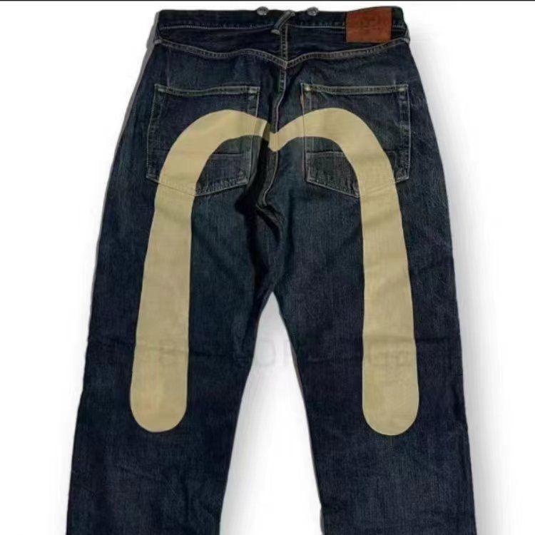Elsbritt - Damen Baggy Jeans mit auffälligem Print und Streetwear-Design – Modische Freizeitjeans Apricot M Wörter