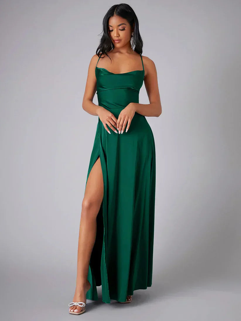 Emilie – Ärmelloses Sommer-Maxikleid mit Beinschlitz Grün