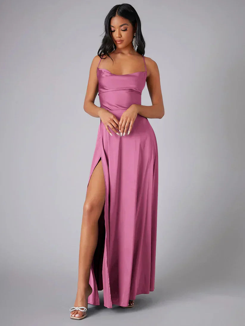 Emilie – Ärmelloses Sommer-Maxikleid mit Beinschlitz Rosa