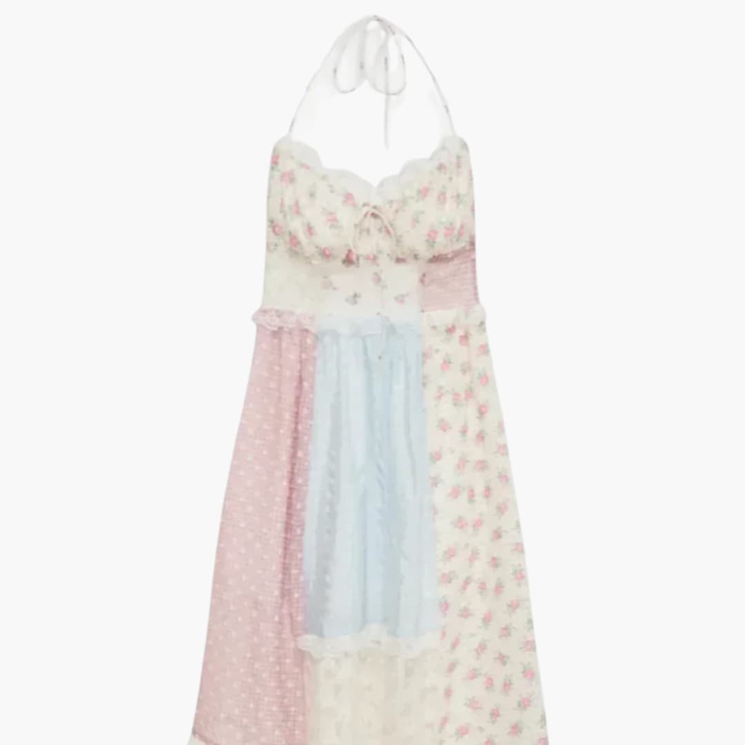 Erlinda – Patchwork Maxikleid für den Sommer Creme